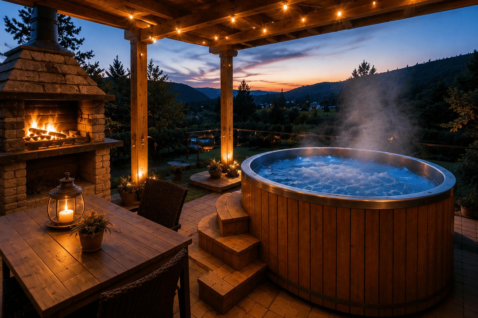 Večernji odmor uz bazen i jacuzzi u vili.